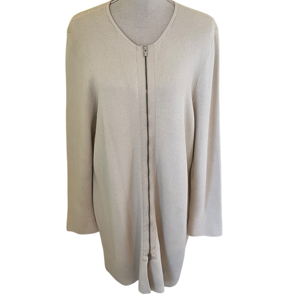 Talbots Cream Knit Zipper Front Coatigan 2X Petite